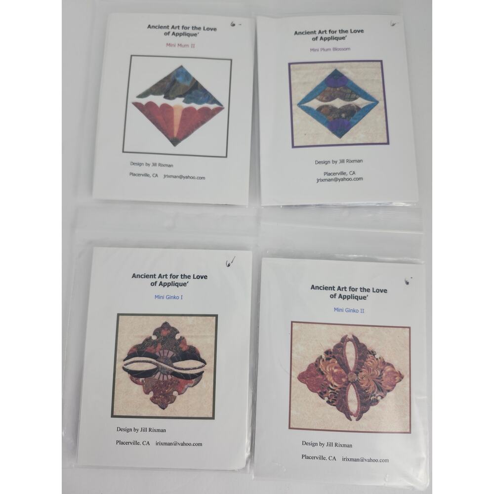 Ancient Art For The Love Of Applique' Lot Of 4 Quilting Patterns 6" Block Fabric